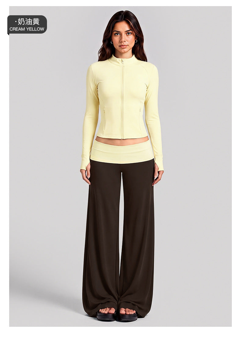 Wholesale Women’s Activewear Set | Color-Block High-Neck Jacket & Quick-Dry Workout Trousers | fouregg