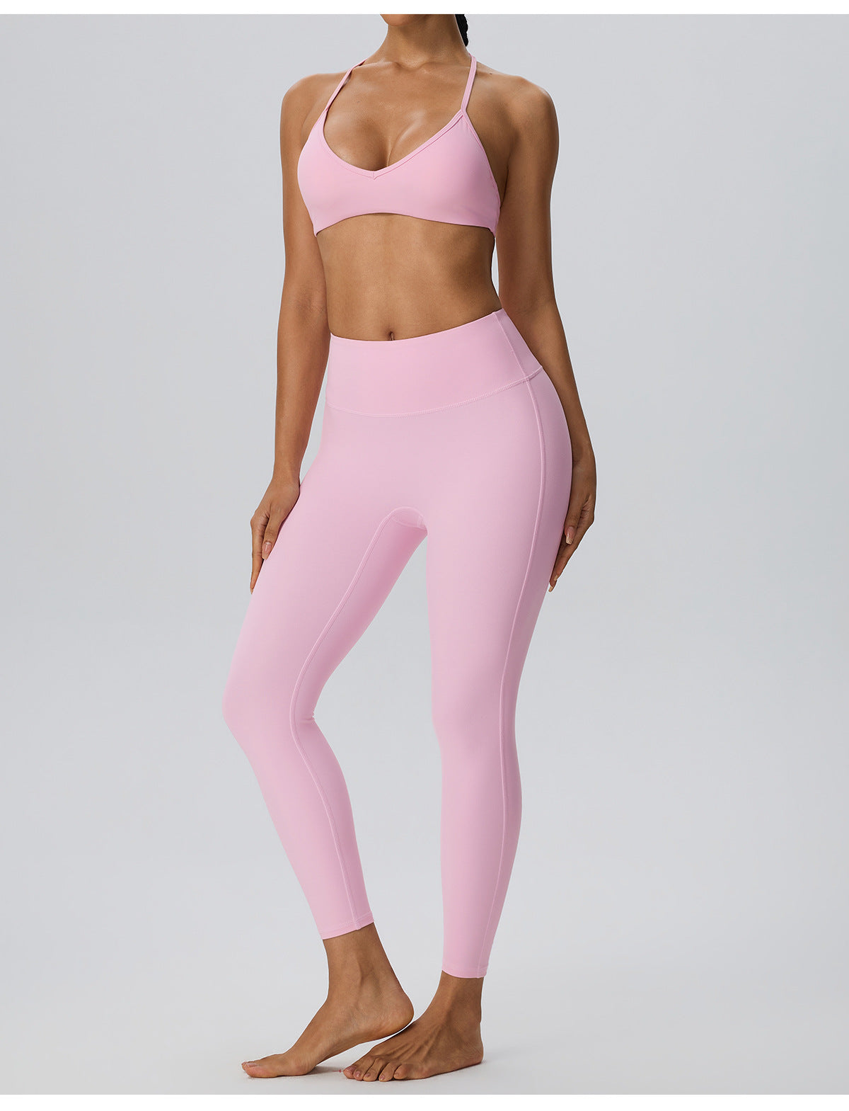 Wholesale Women’s Double-Brushed Yoga Set | Bulk Sculpting Sports Bra & High-Waist Leggings | fouregg