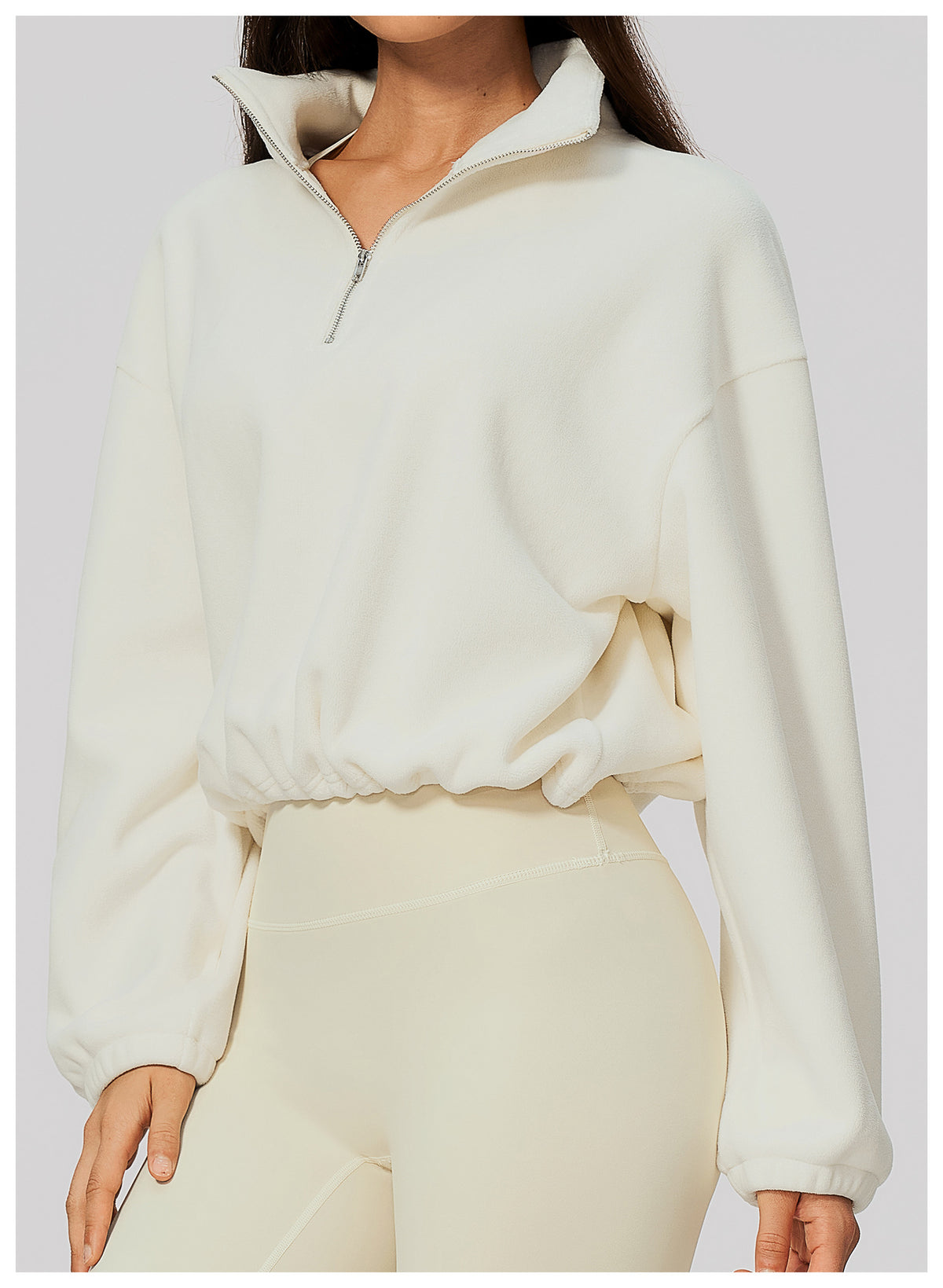 Wholesale Women’s Half-Zip Sports Top | Bulk Relaxed-Fit Color Block Sweatshirt 3619 | fouregg