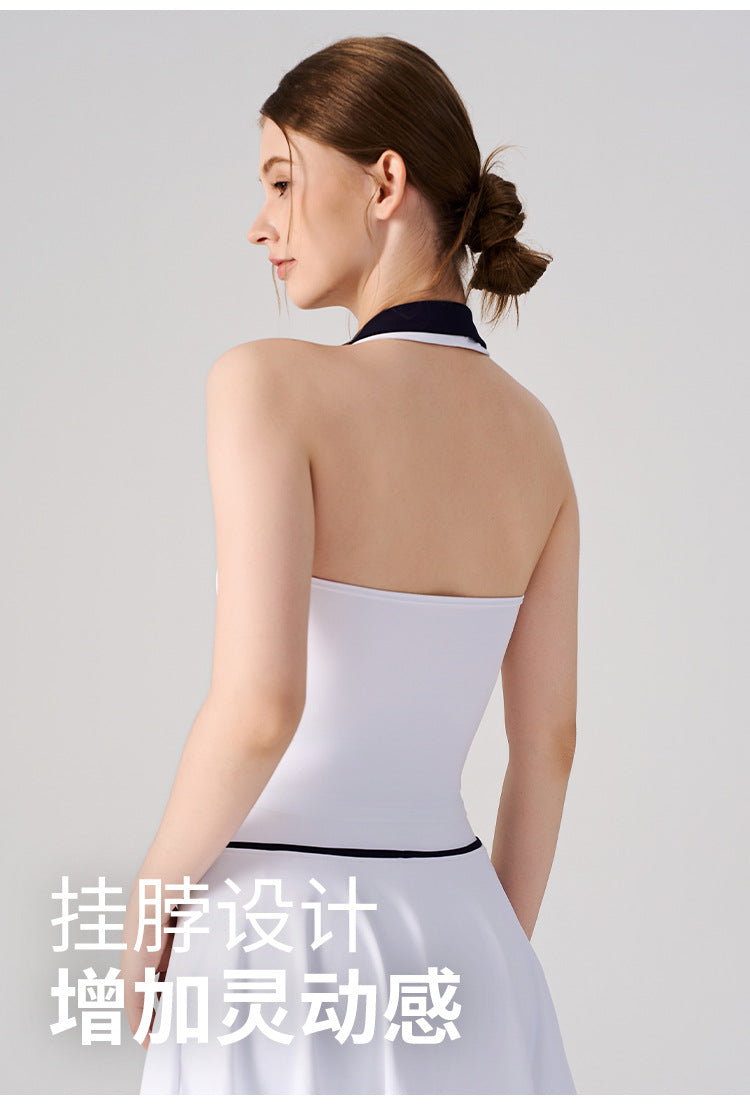Wholesale Women’s Halter Polo Tank Top | Bulk Breathable Padded Yoga & Fitness Wear | fouregg