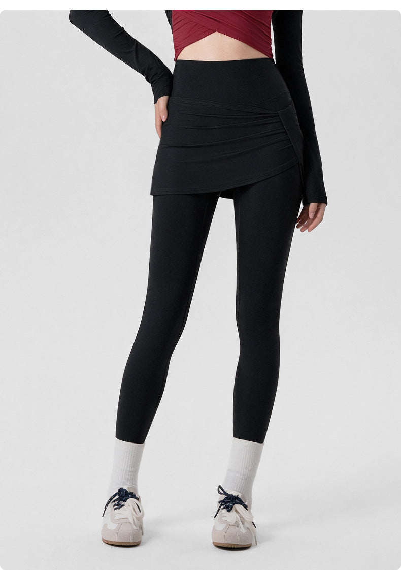 Wholesale Women’s 2-in-1 Yoga Pants | Bulk Butt-Lifting Leggings with Hip-Covering Overlay | fouregg
