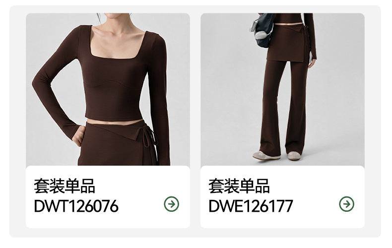 Wholesale Women’s Cropped Yoga Top | Built-In Cups & Slim-Fit Long Sleeve Activewear | fouregg