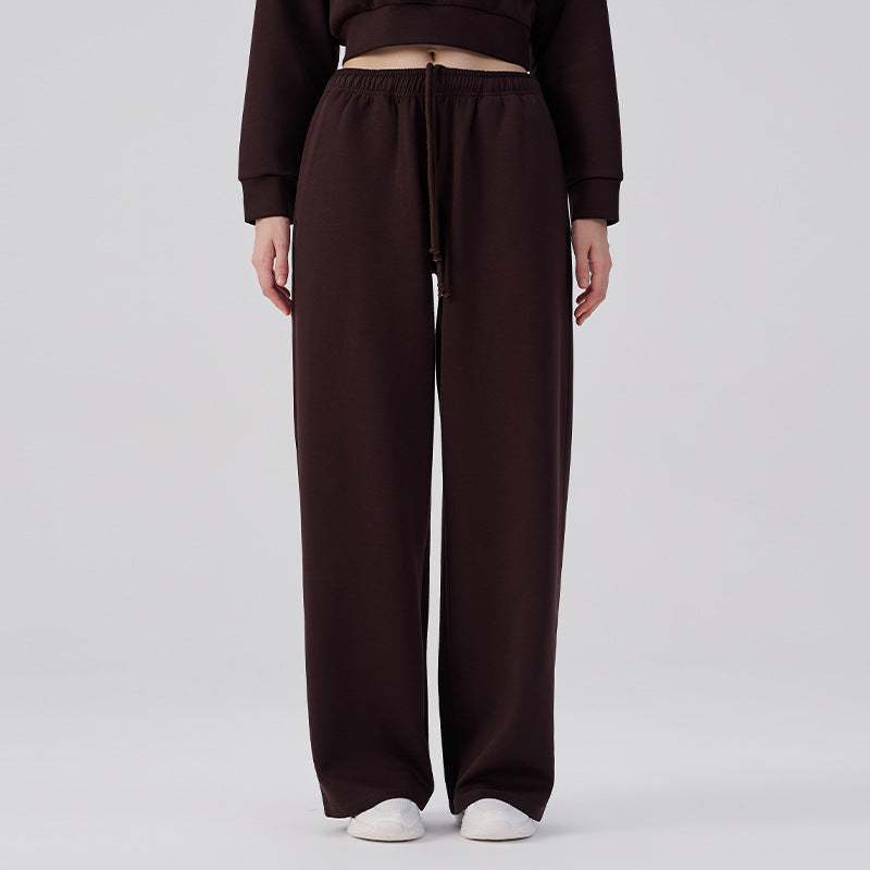 Wholesale Women’s Wide-Leg Pants | Bulk Drapey High-Waist Casual Trousers | fouregg - Violet Brown
