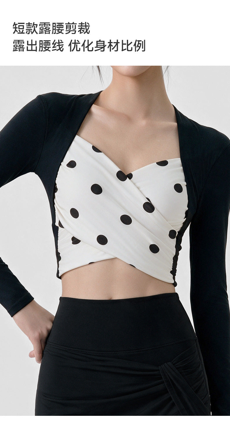 Wholesale Women’s Long Sleeve Pilates Top | Bulk Strapless-Look Slim-Fit Workout Shirt | fouregg