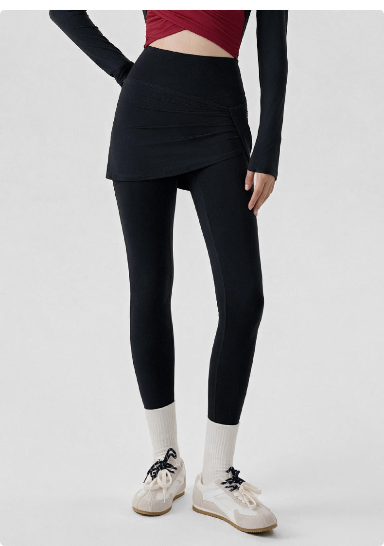 Wholesale Women’s 2-in-1 Yoga Pants | Bulk Butt-Lifting Leggings with Hip-Covering Overlay | fouregg
