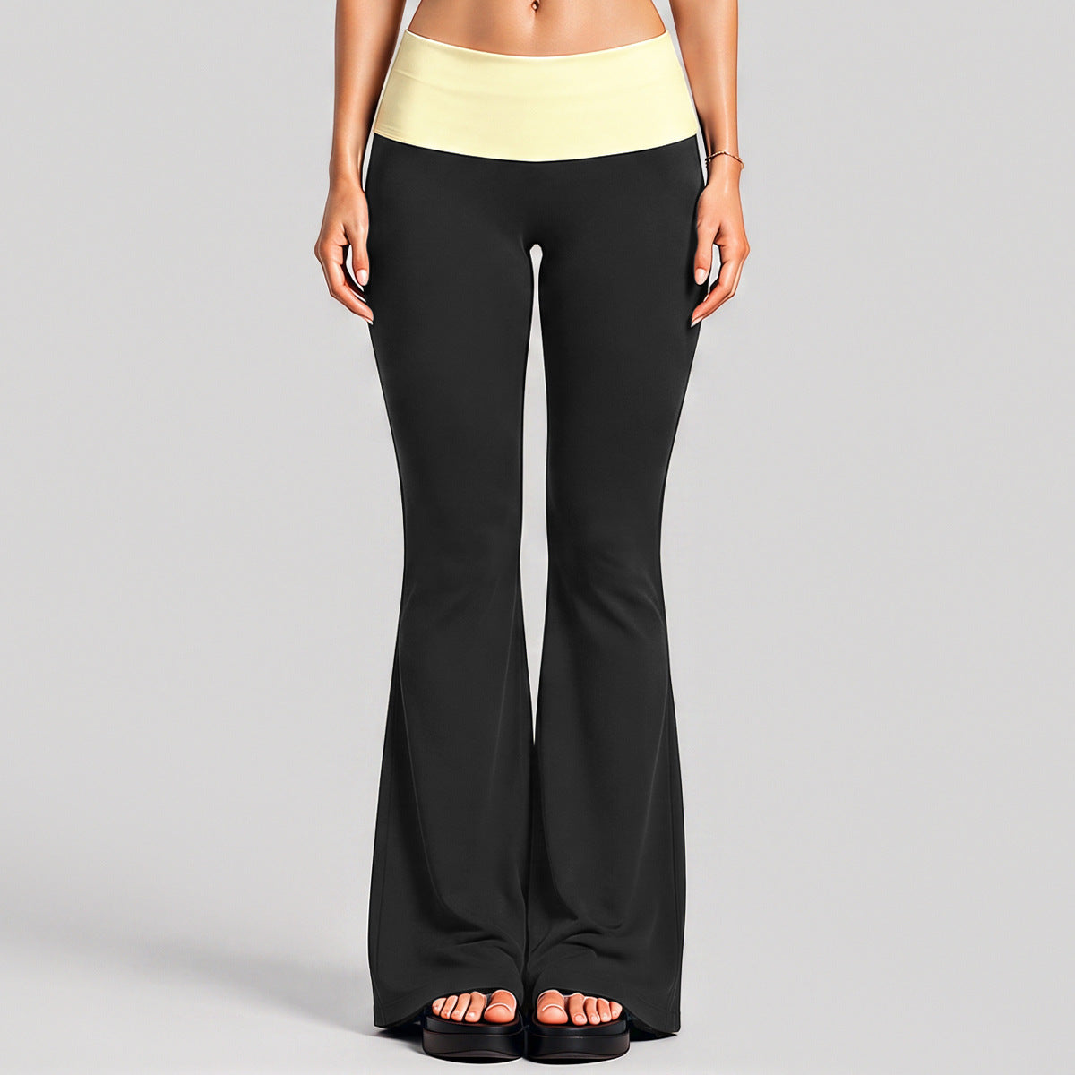 Wholesale Women’s Activewear Set | Faux-Layered Sports Bra & Quick-Dry Flared Yoga Pants | fouregg