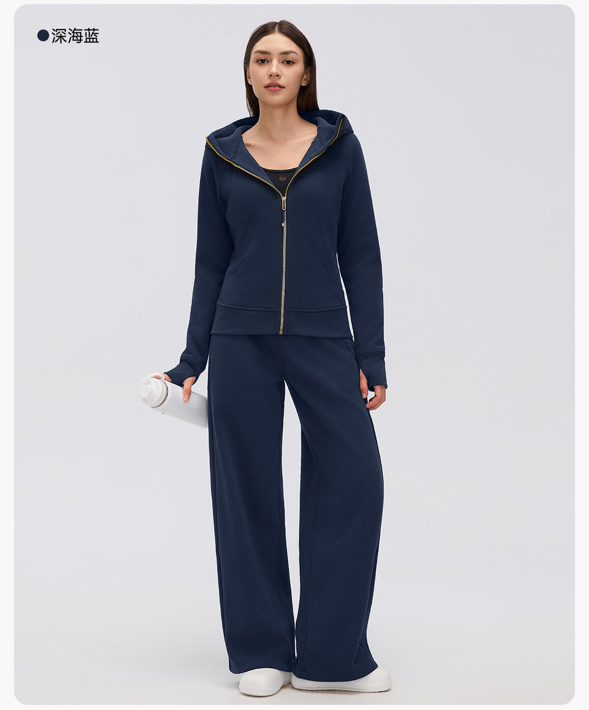 Wholesale Women’s Winter Workout Jacket D26115 | Warm Drawstring Waist Hooded Fitness Top | fouregg