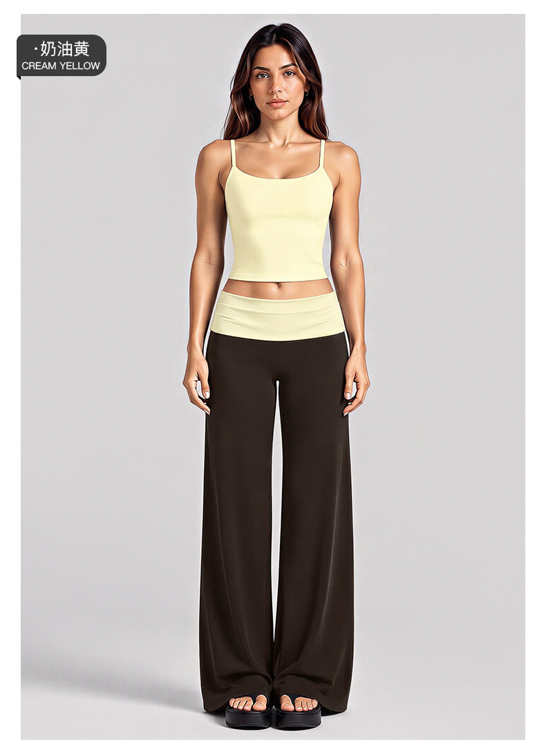 Wholesale Women’s Activewear Set | Backless Sports Tank & Color-Block High-Waisted Yoga Leggings | fouregg