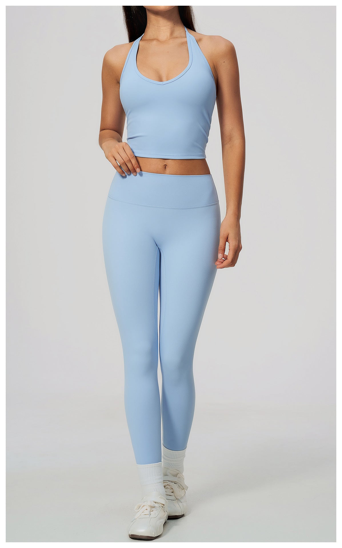 Wholesale Women’s Quick-Dry Activewear Set 5529 | Halter Tank & Sculpting Yoga Pants | fouregg