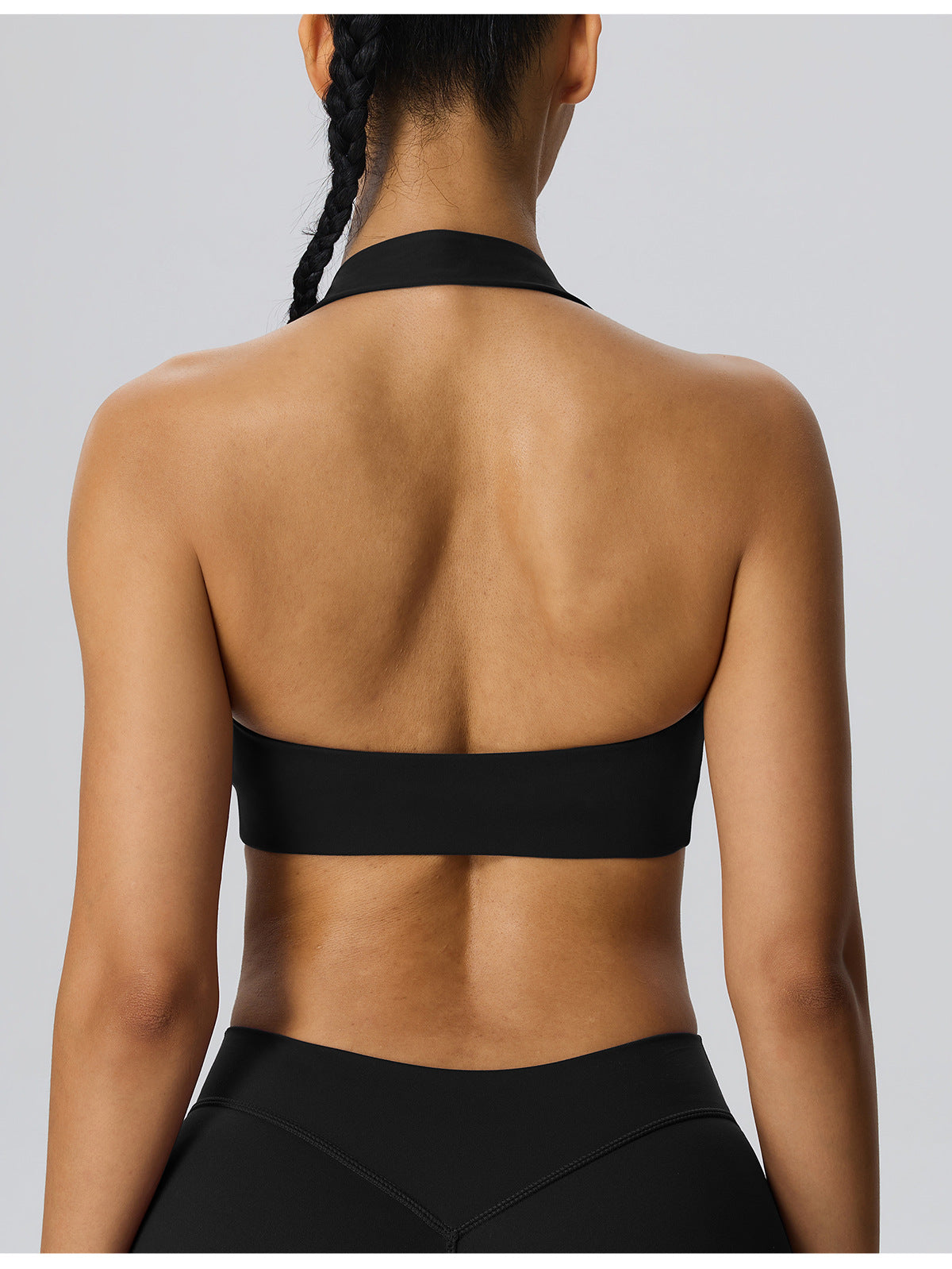 Wholesale Women’s Double-Brushed Sports Bra | Bulk Open-Back Halter Fitness Top 62768 | fouregg