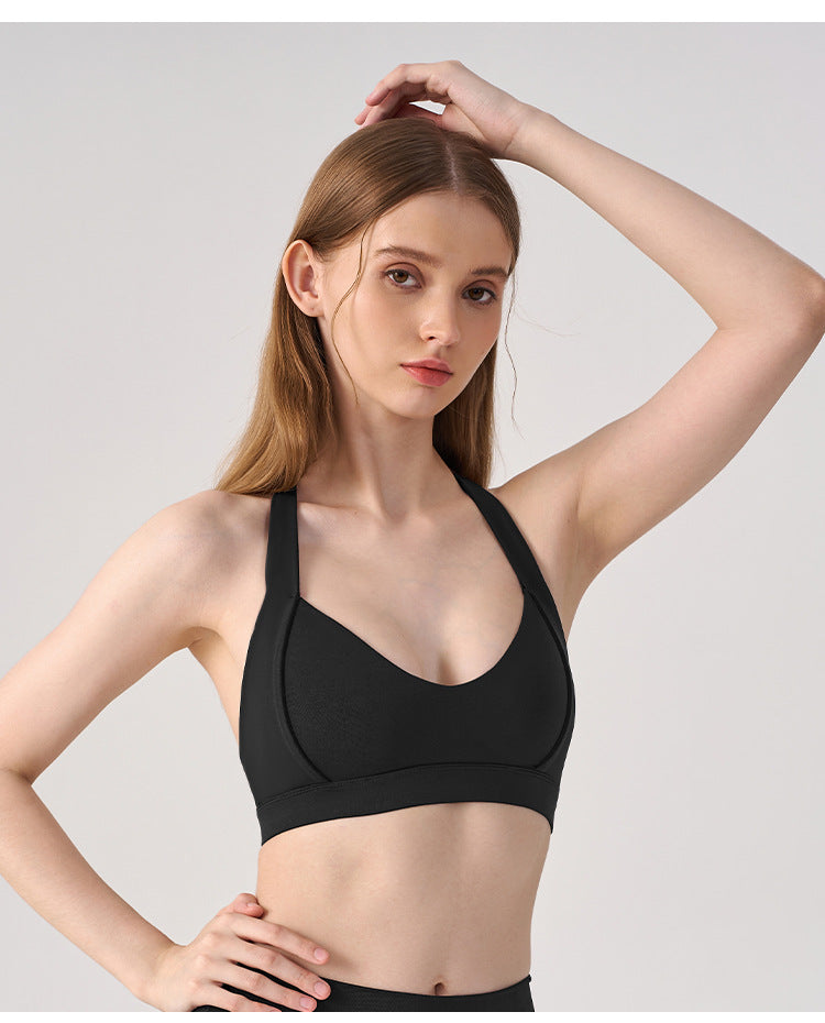 Wholesale Women’s Open-Back Sports Bra | Shockproof Supportive Yoga & Running Crop Top | fouregg