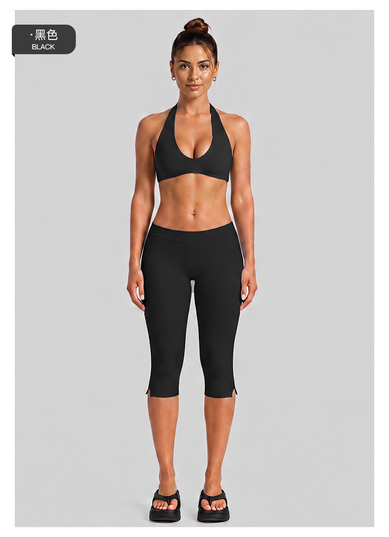Wholesale Women’s Activewear Set | Halter Workout Top & Capri Pants for Running, Cycling & Pilates | fouregg