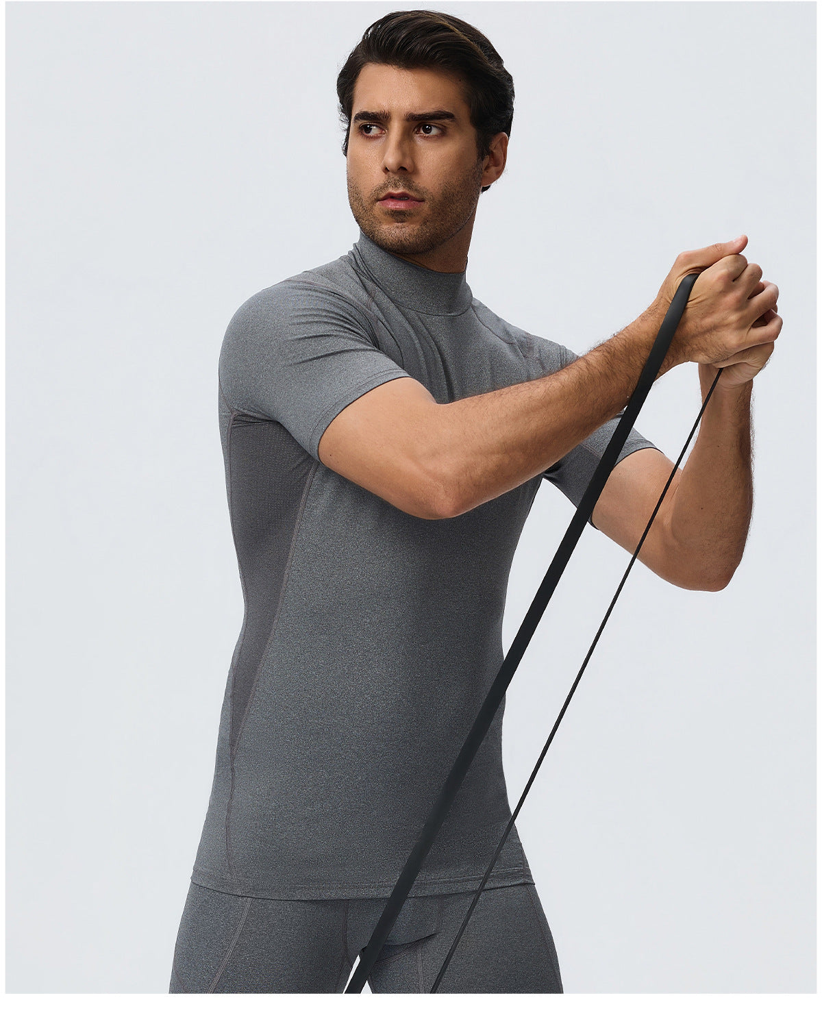 Wholesale Men’s Sculpting Workout Shirt 61207 | Slim-Fit Short Sleeve Running & Training Top | fouregg