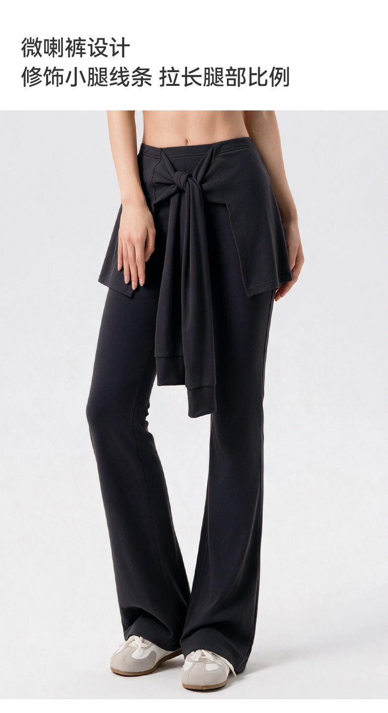 Wholesale Women’s Pilates Flare Leggings | Slimming Draped Wide-Leg Workout Pants | fouregg