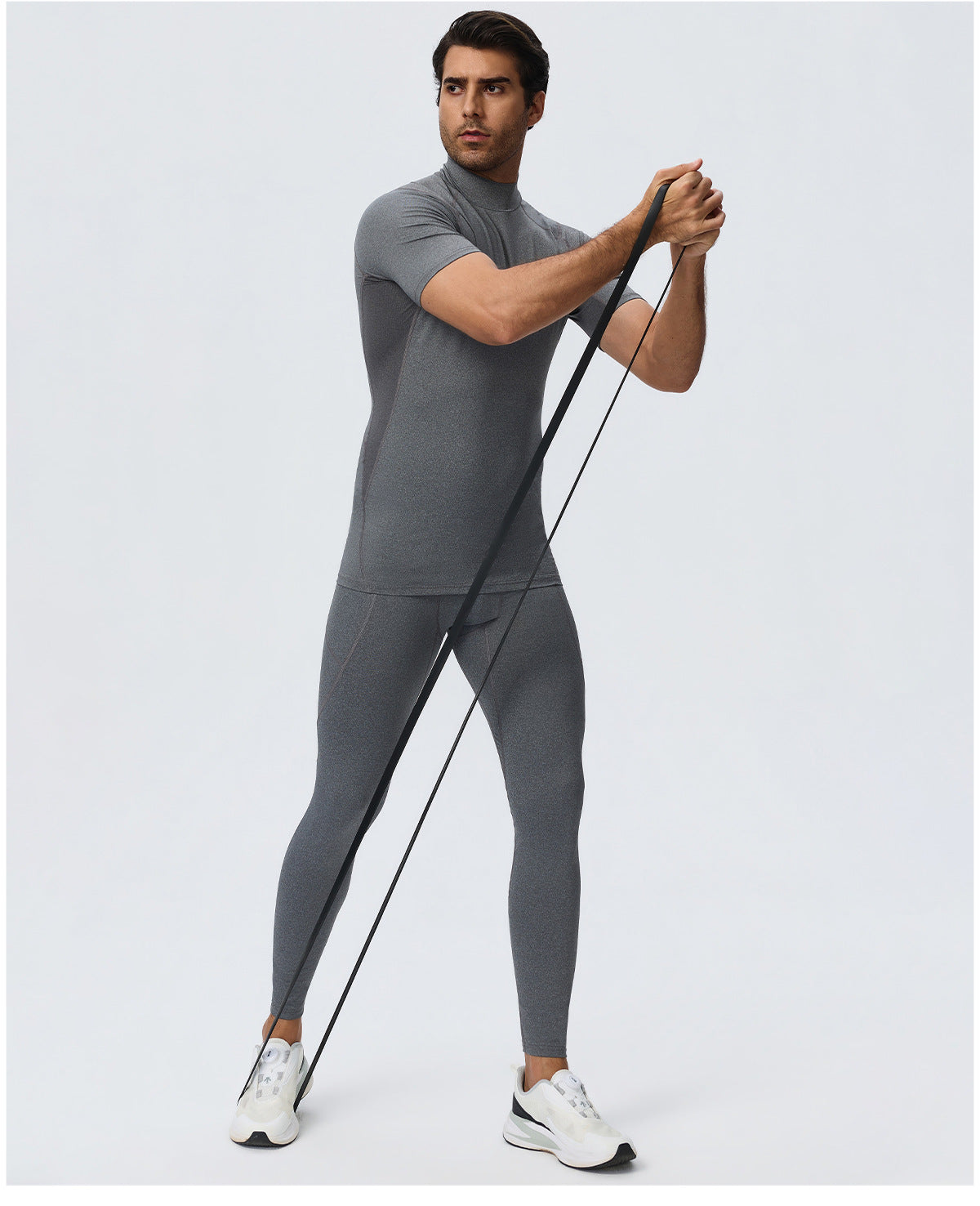 Wholesale Men’s Sculpting Workout Set | High-Stretch T-Shirt & Slim-Fit Fitness Pants | fouregg