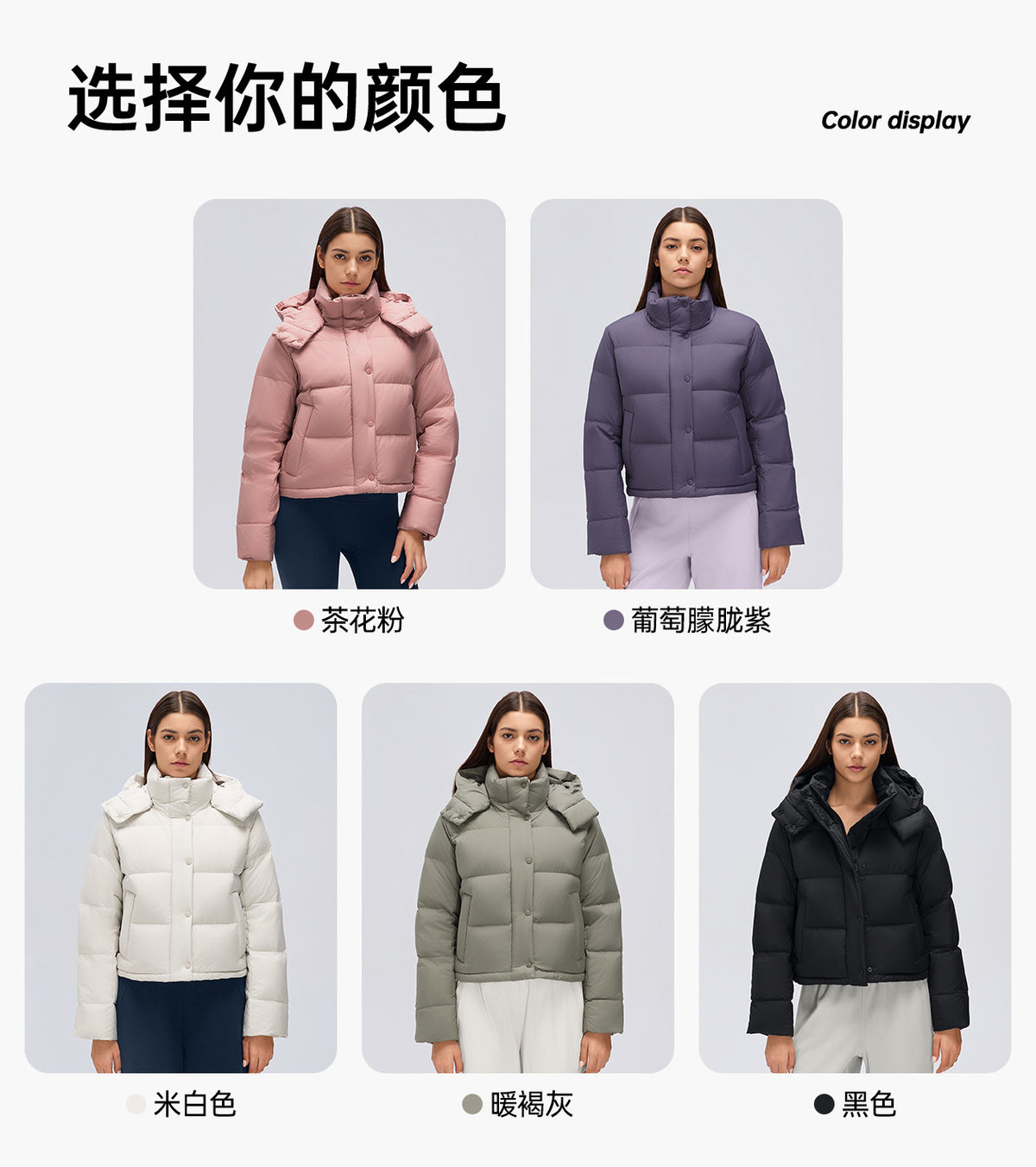 Wholesale Women’s Short Puffer Jacket D26149 | Warm Wind-Resistant Hooded Down Coat for Petite Sizes | fouregg