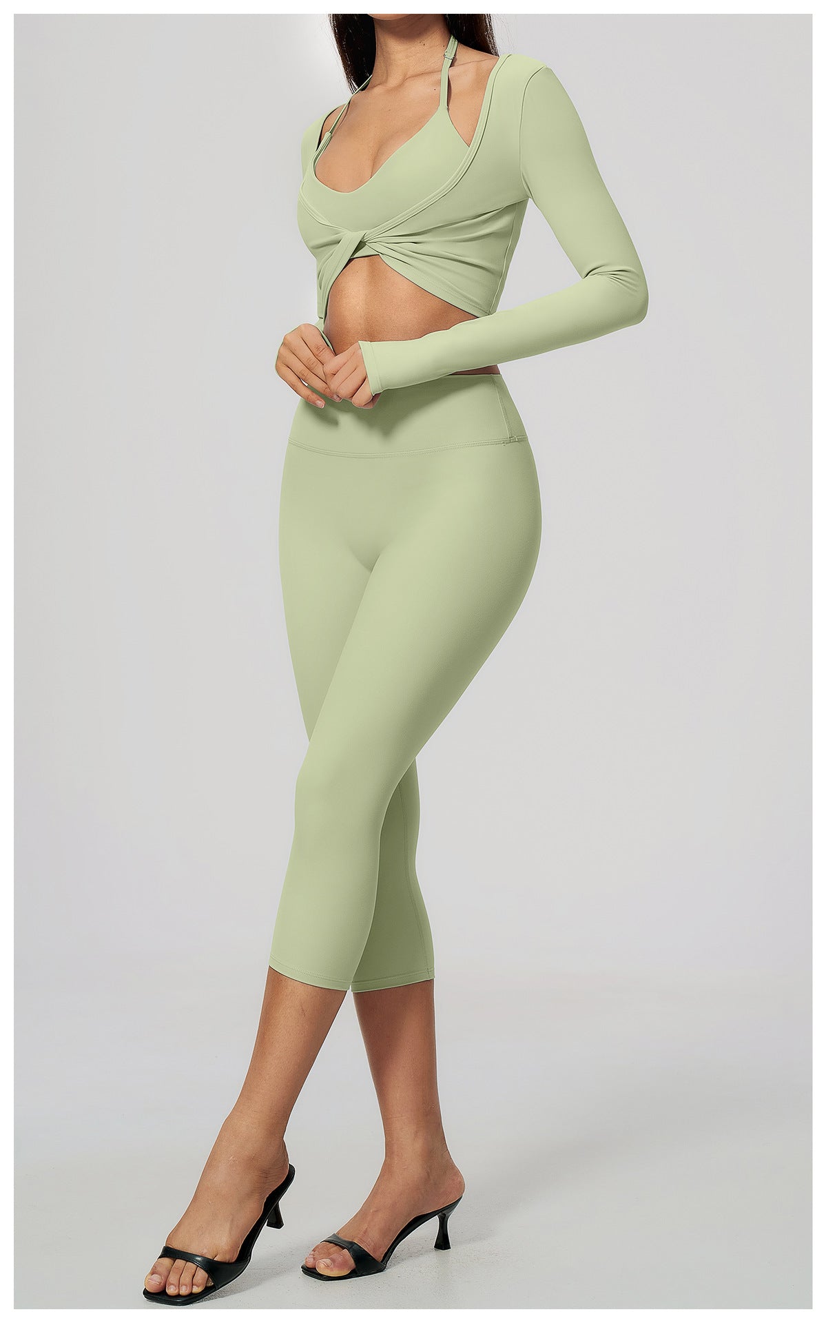 Wholesale Brushed Activewear Set 5529 | Tummy-Control, Butt-Lifting Yoga & Running Outfit | fouregg
