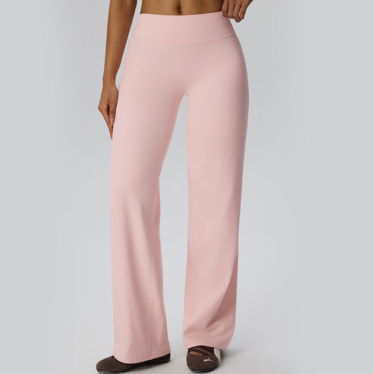Wholesale Women’s Double-Brushed Yoga Pants | Bulk High-Waist Sculpting Straight-Leg Activewear 62345 | fouregg - Dusty Pink
