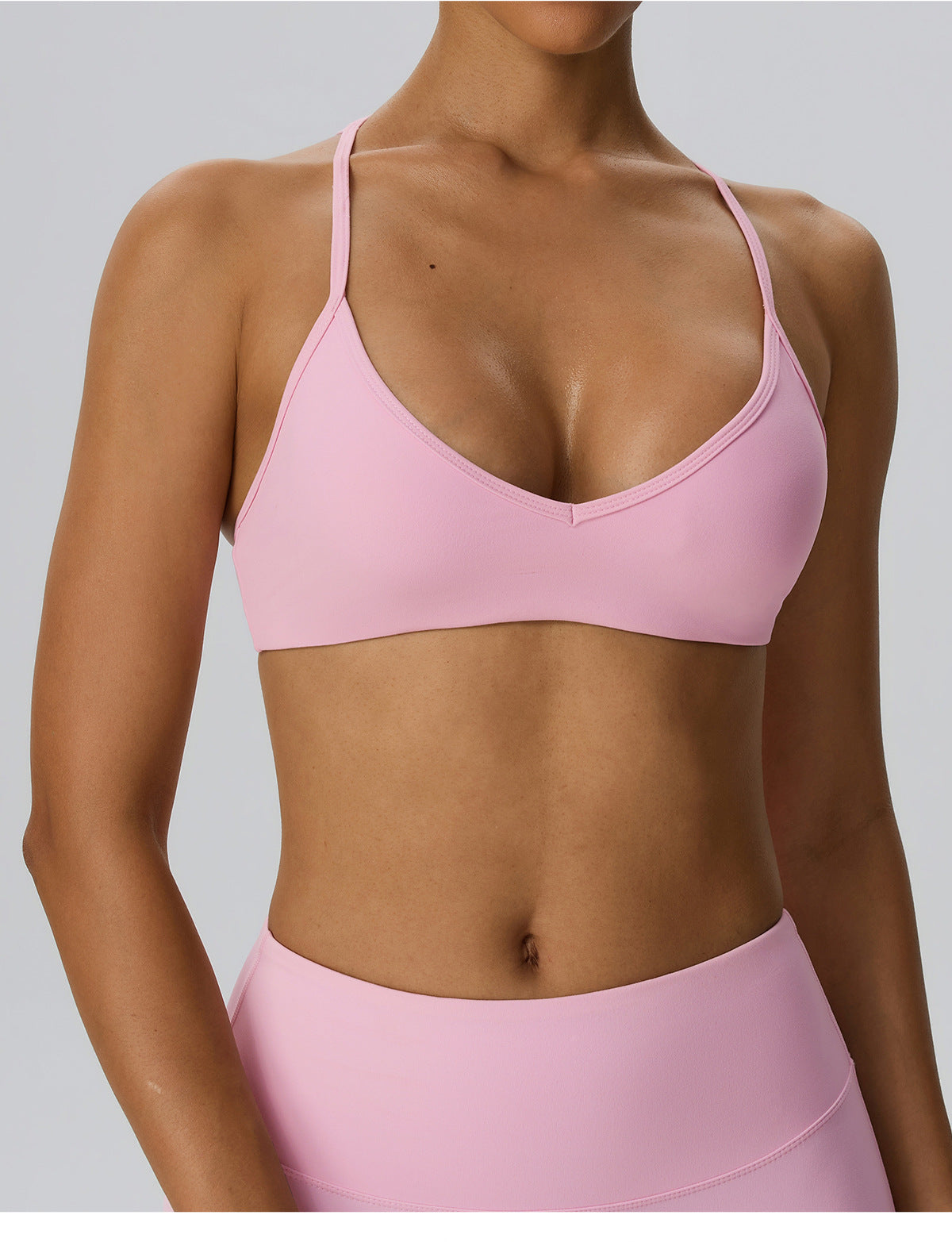 Wholesale Women’s Double-Brushed Sports Bra | Bulk V-Neck Halter Fitness & Yoga Wear 62767 | fouregg