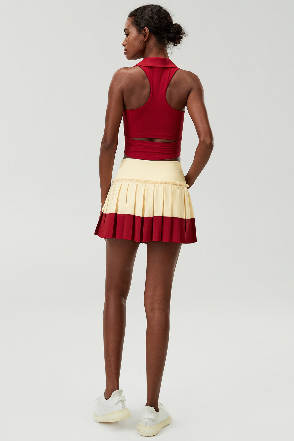 Wholesale Women's Puff-Edge Tennis Skirt Wholesale | Striped Polyester Sports Skirt | fouregg | SP670