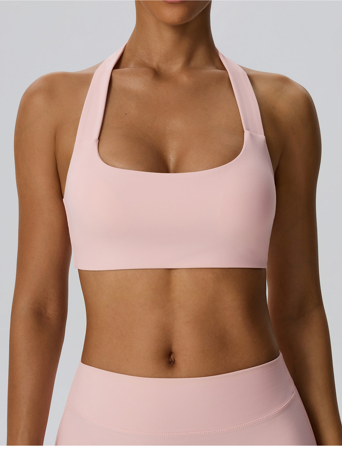 Wholesale Women’s Double-Brushed Sports Bra | Bulk Open-Back Halter Fitness Top 62768 | fouregg