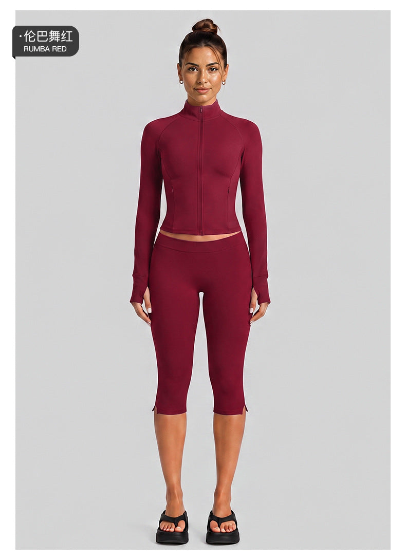 Wholesale Women’s Casual Tracksuit | Fitted Zip-Up Jacket & Versatile Outdoor Running Outfit | fouregg