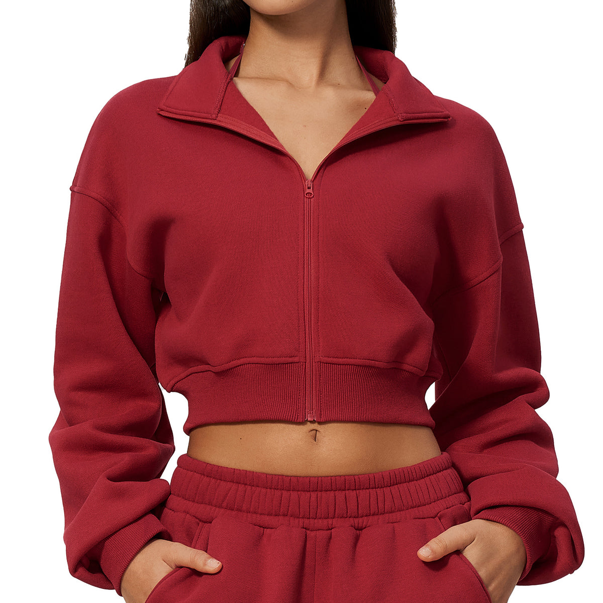 Wholesale Women’s Cropped Sports Jacket | Bulk Warm Windproof Fleece 3615 | fouregg