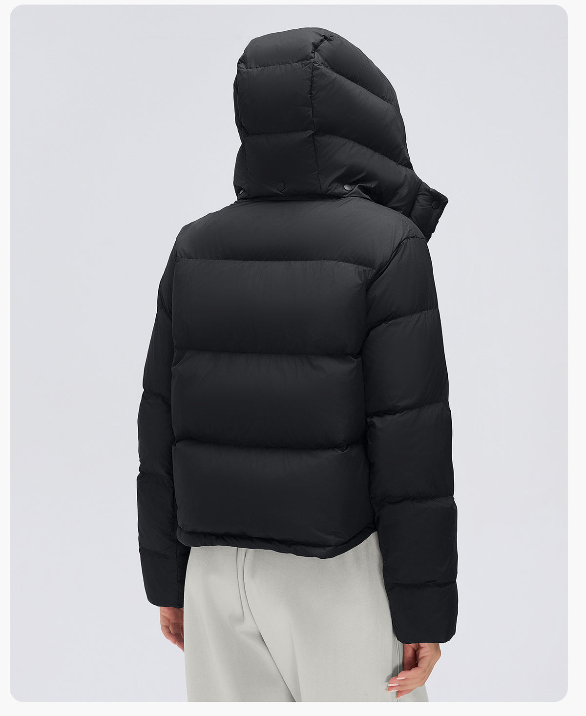 Wholesale Women’s Short Puffer Jacket D26149 | Warm Wind-Resistant Hooded Down Coat for Petite Sizes | fouregg