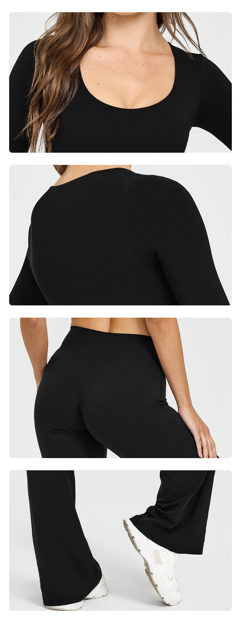 Wholesale Women’s Activewear Set | Fitted Long Sleeve Workout Tee & High-Waisted Fitness Pants | fouregg