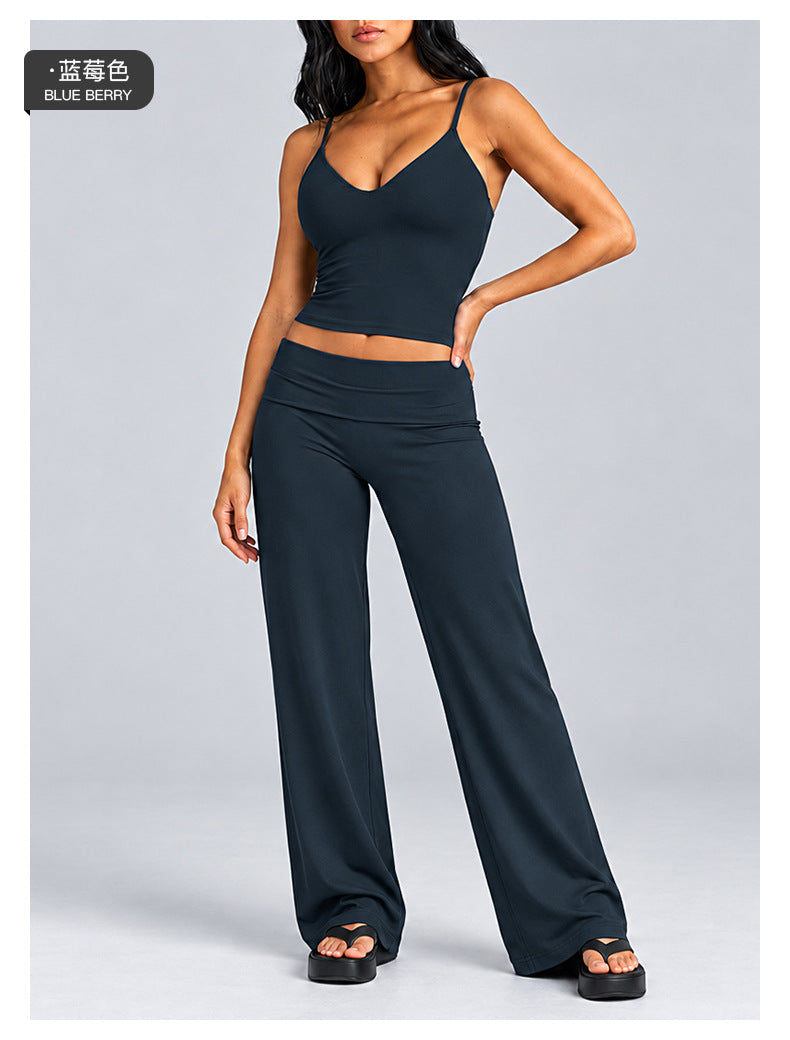 Wholesale Women’s Activewear Set | Quick-Dry Backless Sports Tank & High-Waisted Workout Pants | fouregg