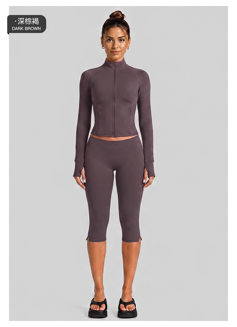Wholesale Women’s Casual Tracksuit | Fitted Zip-Up Jacket & Versatile Outdoor Running Outfit | fouregg