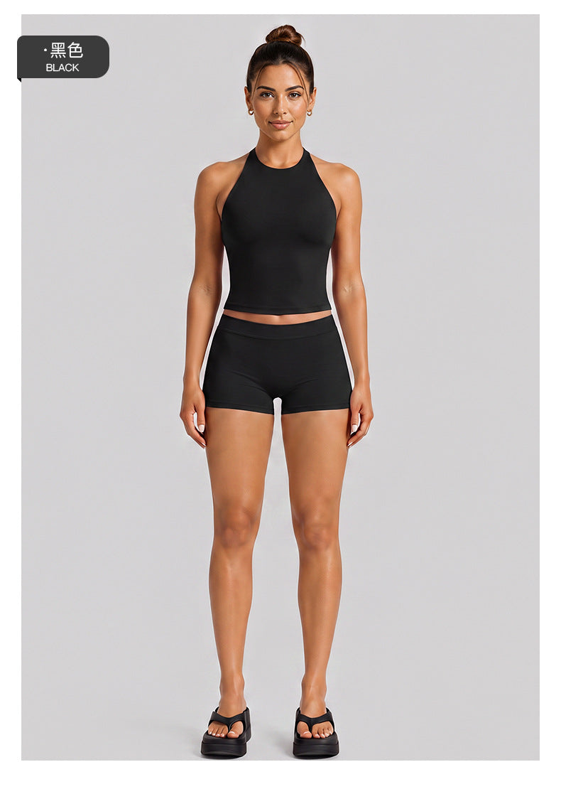 Wholesale Women’s Activewear Set | Halter Neck Workout Top & High-Stretch Pilates Leggings | fouregg