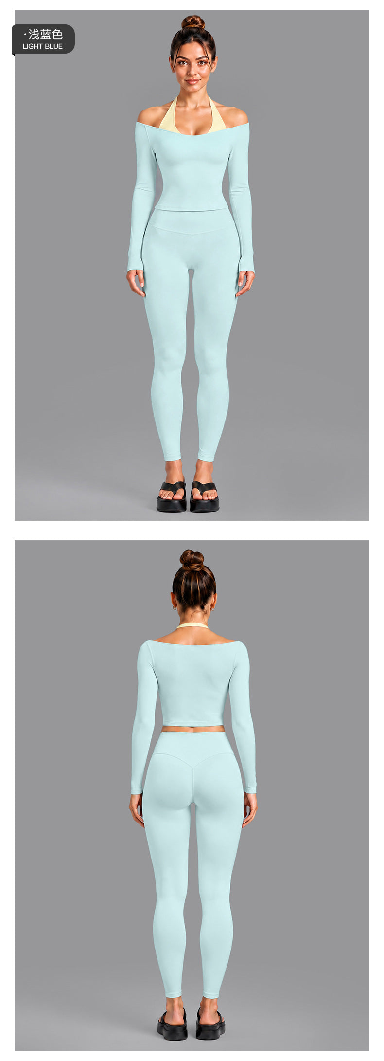 Wholesale Women’s Activewear Set | Double-Layer Halter Sports Top & Breathable Fitness Leggings | fouregg