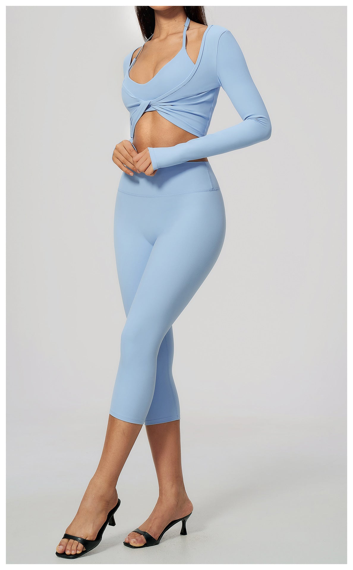 Wholesale Brushed Activewear Set 5529 | Tummy-Control, Butt-Lifting Yoga & Running Outfit | fouregg