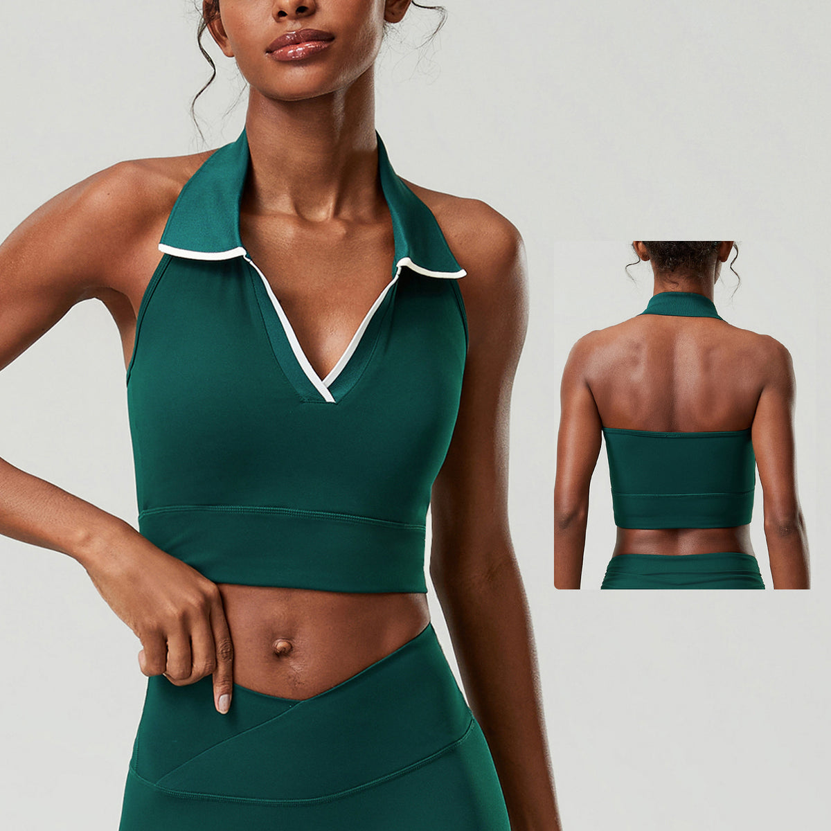 Wholesale Women’s Halter Sports Bra | Bulk Stretch Tennis, Yoga & Badminton Top | fouregg