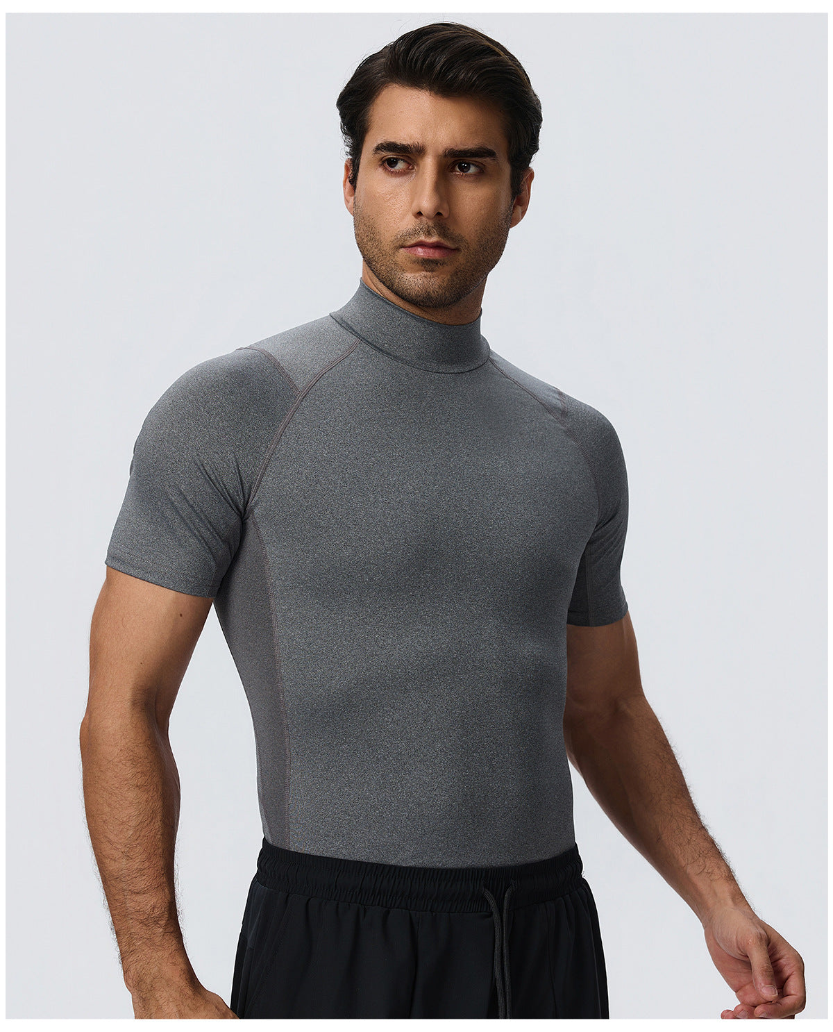 Wholesale Men’s Sculpting Workout Shirt 61207 | Slim-Fit Short Sleeve Running & Training Top | fouregg