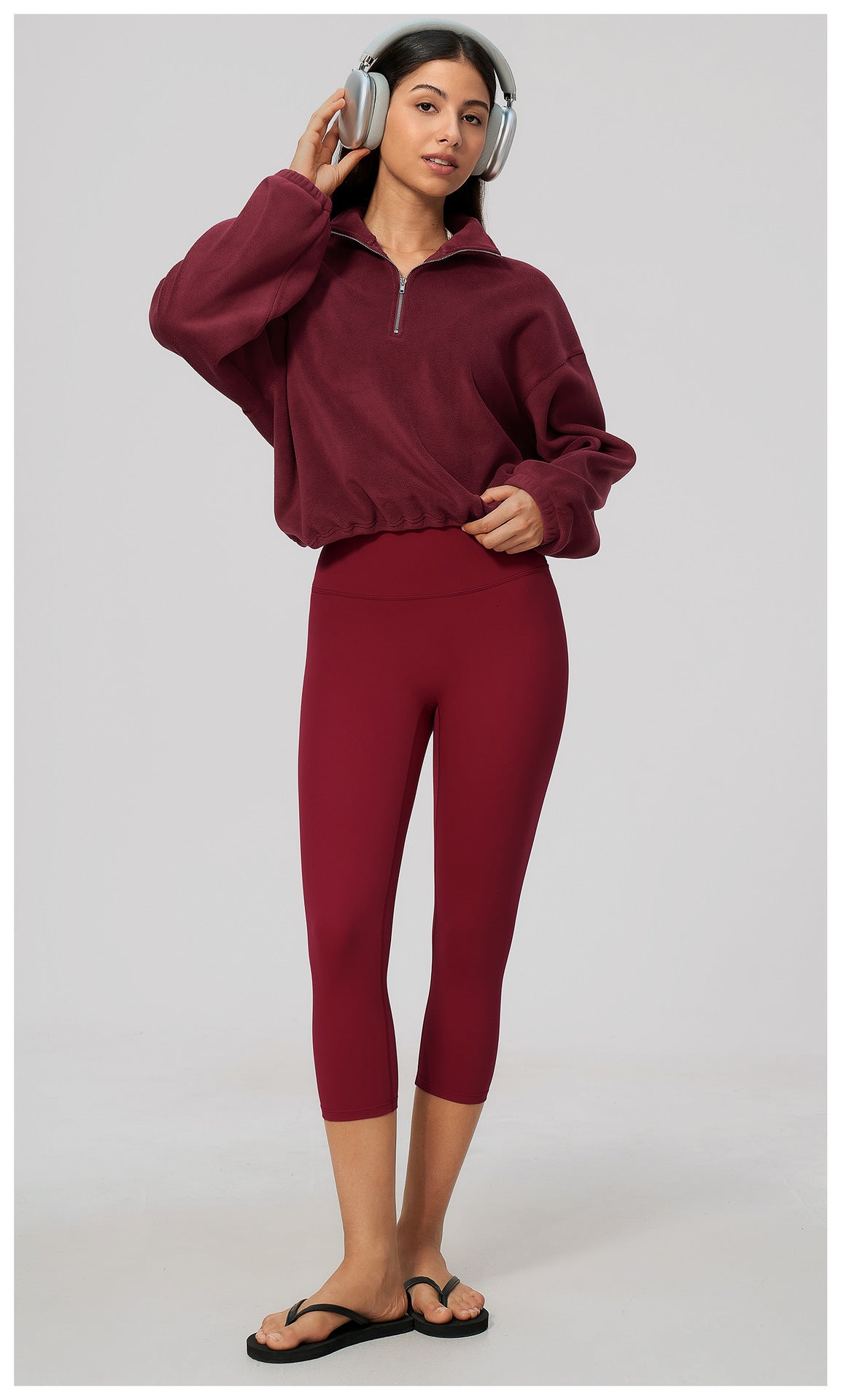 Wholesale Women’s Half-Zip Sports Top | Bulk Relaxed-Fit Color Block Sweatshirt 3619 | fouregg