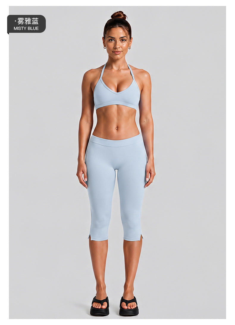 Wholesale Women’s Quick-Dry Activewear Set | Backless Halter Top & Mid-Length Workout Pants | fouregg