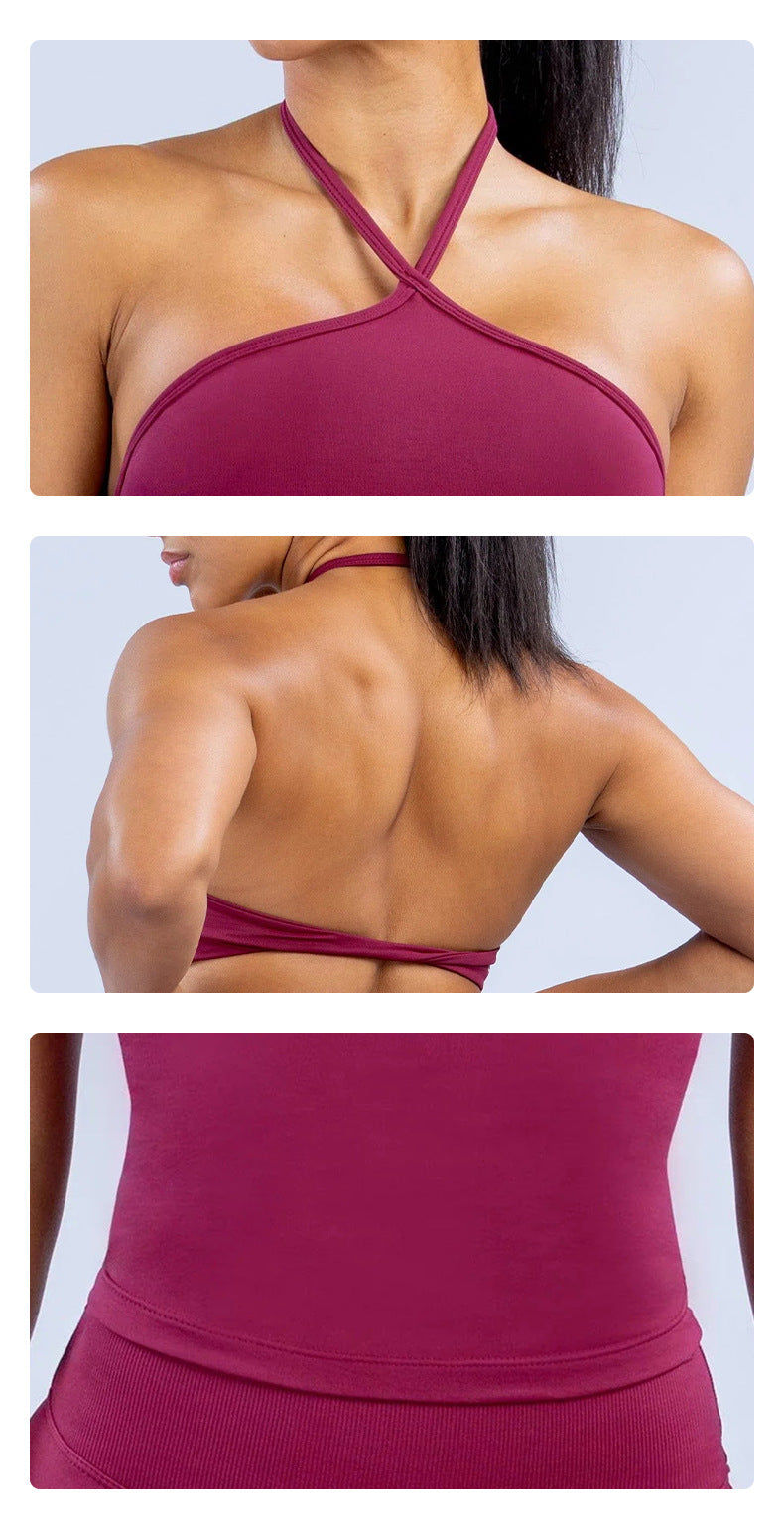 Wholesale Women’s Activewear Top | Quick-Dry Crisscross Halter Tank for Running & Pilates | fouregg