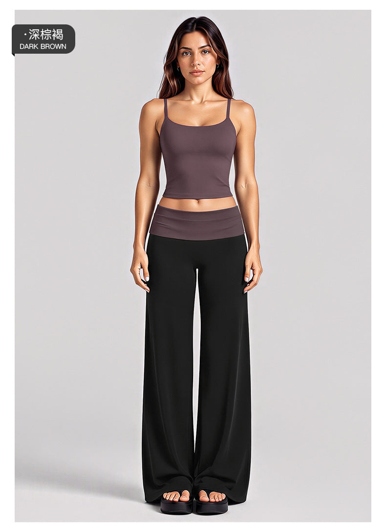 Wholesale Women’s Activewear Set | Backless Sports Tank & Color-Block High-Waisted Yoga Leggings | fouregg