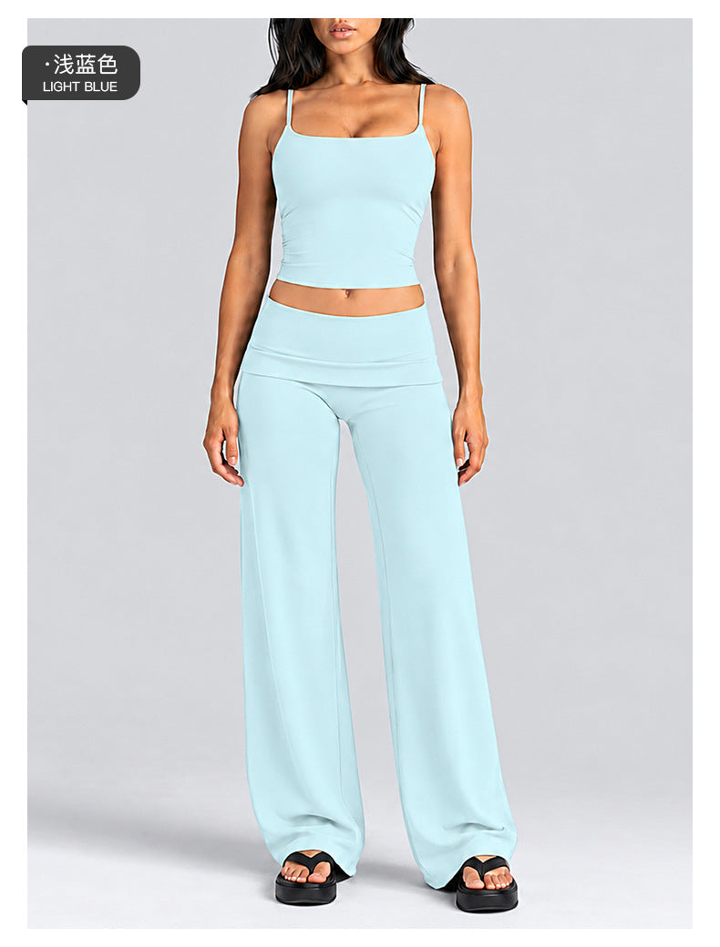 Wholesale Women’s Activewear Set | Quick-Dry Backless Tank Top & Slimming High-Waisted Workout Pants | fouregg