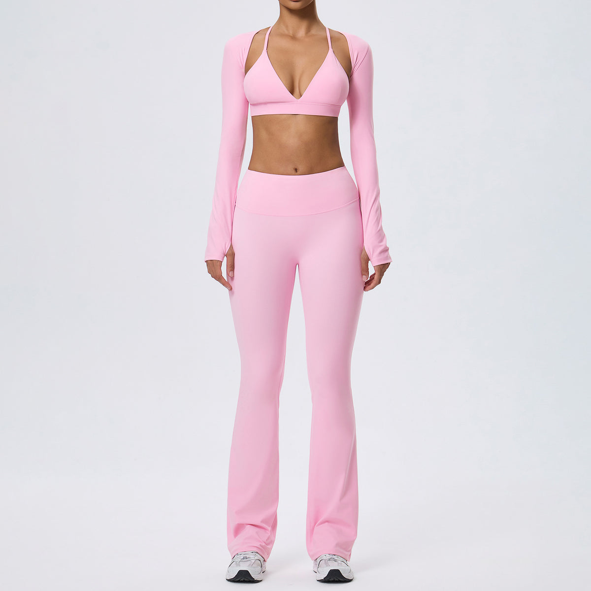 Wholesale Women’s Double-Brushed Yoga Set | Bulk 3-Piece Sculpting Fitness & Running Wear | fouregg - Hawthorn Pink