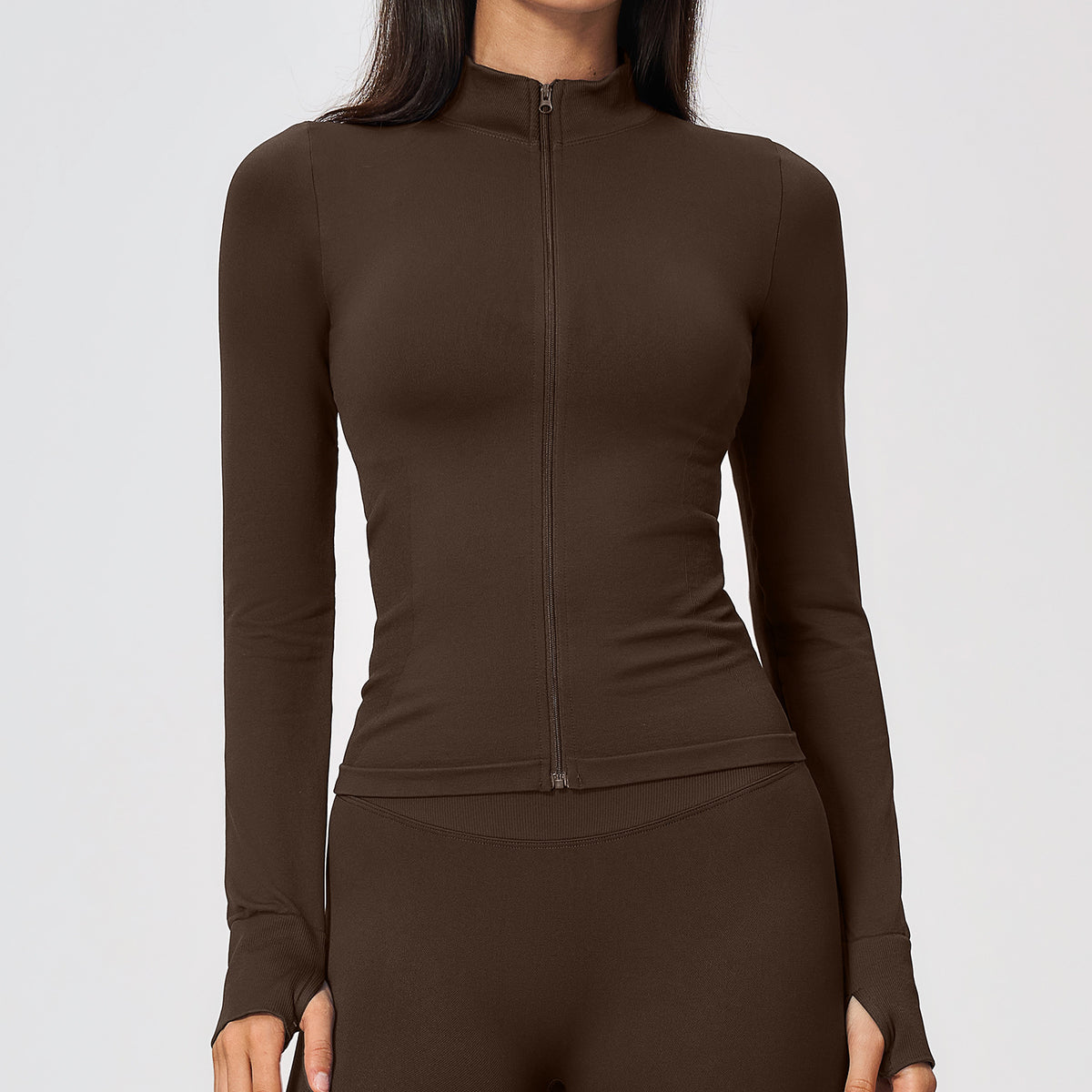 03/2025 Standing collar zipper yoga dress women's coat windproof slim warm top sports running coat 7755