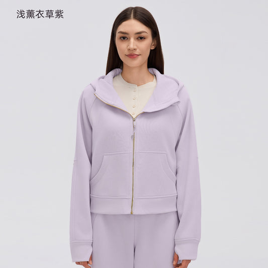 Wholesale Women’s Winter Cropped Hoodie Jacket | Relaxed-Fit Thermal Sportswear for Petite Sizes | fouregg - Light Lavender