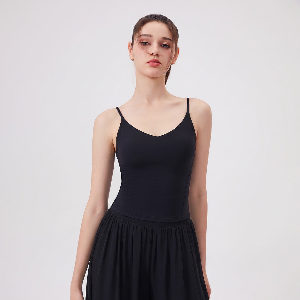 Wholesale Yoga Camisole Top with Semi-Fixed Cups | Bulk Athletic Gym Workout Bra Top | fouregg