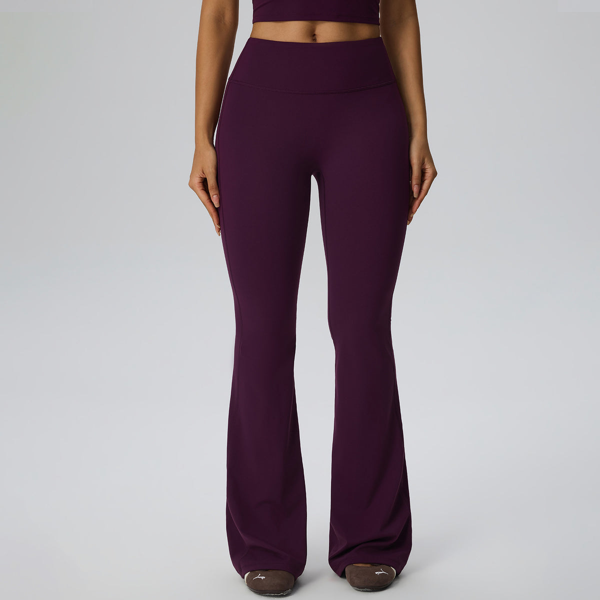 Wholesale Women’s High-Stretch Flare Yoga Pants | Bulk Sculpting Wide-Leg Activewear 62347 | fouregg - Plum Purple