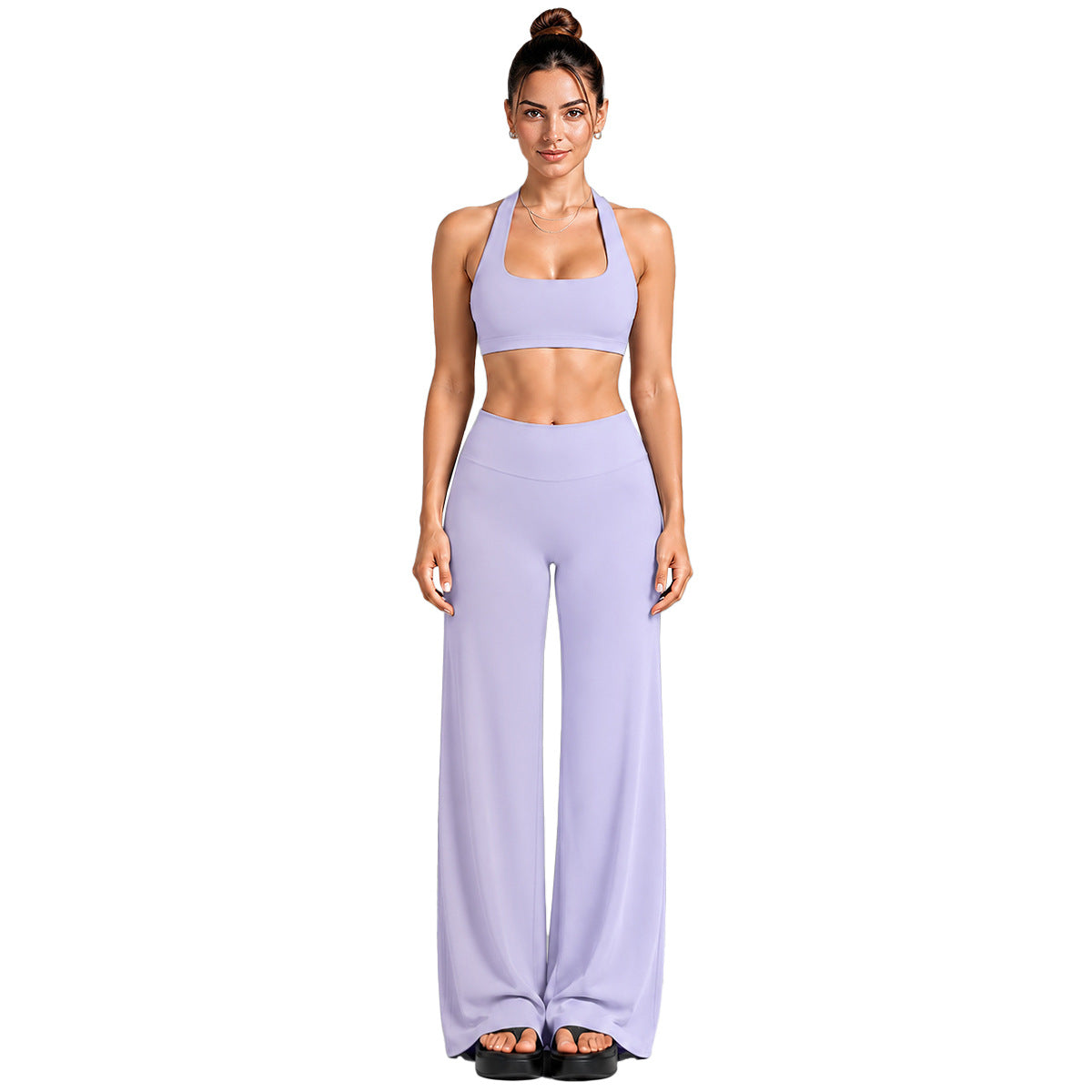 Wholesale Women’s Summer Activewear Set | Built-In Cup Halter Bra & Open-Back Pilates Outfit | fouregg