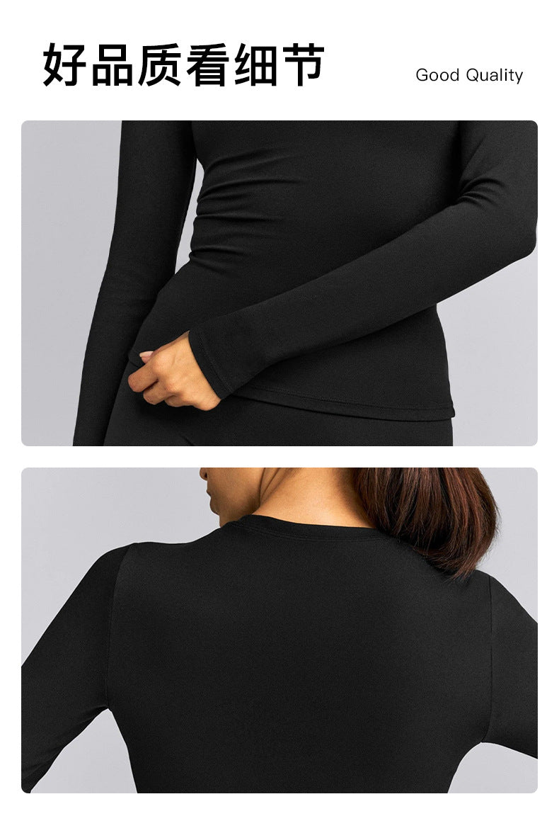 Wholesale Women’s Activewear Set | Fitted Long Sleeve Tee & Loose-Fit Foldover Waist Workout Pants | fouregg