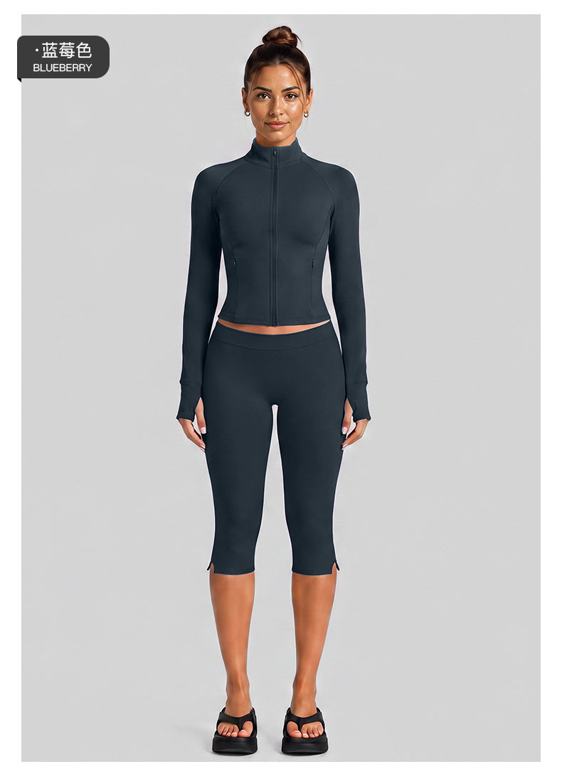Wholesale Women’s Casual Tracksuit | Fitted Zip-Up Jacket & Versatile Outdoor Running Outfit | fouregg
