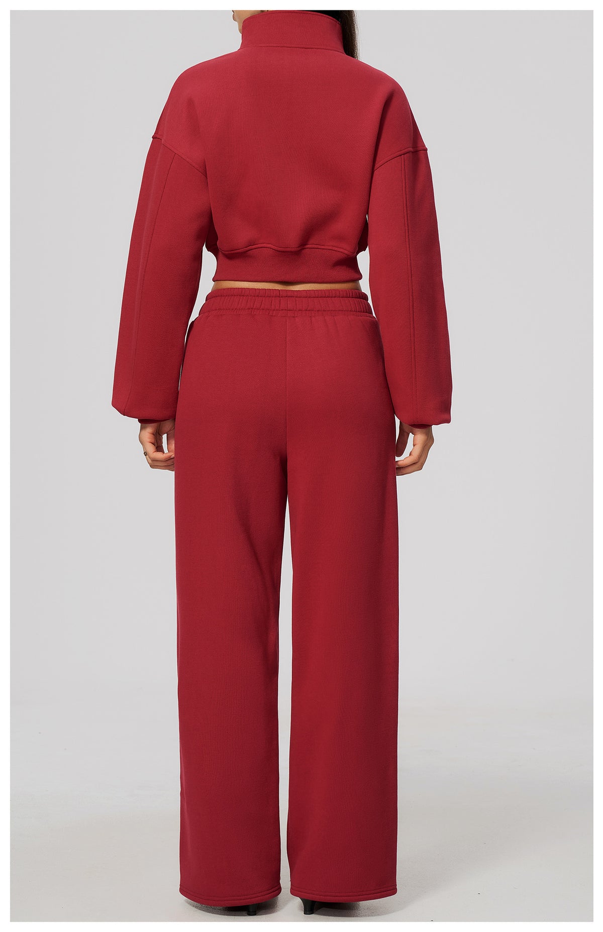 Wholesale Women’s Fleece Tracksuit | Bulk Cropped Jacket & Wide-Leg Pants 3615 | fouregg